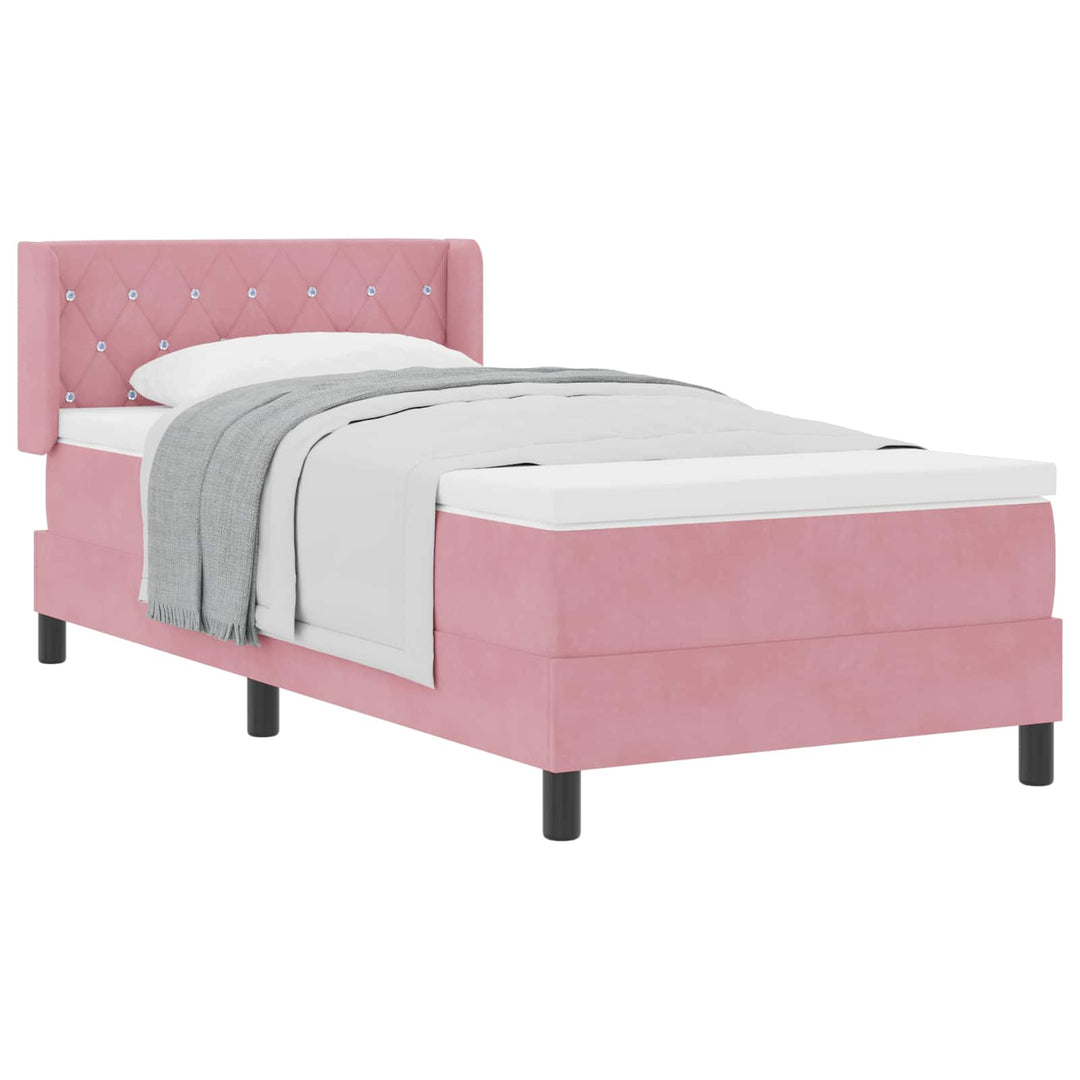 Box spring seng med hovedgærde Lyserød 190 x 90 cm Fløjl