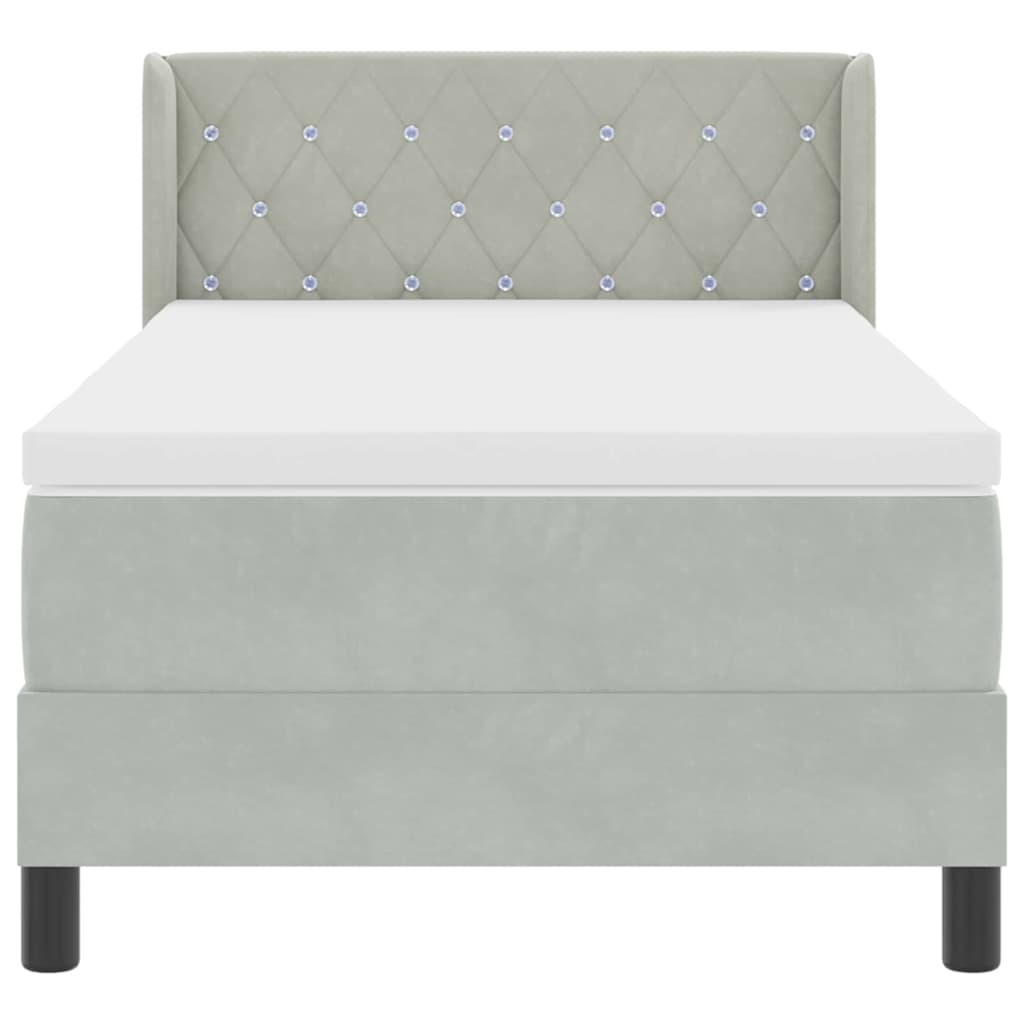 Box spring seng med hovedgærde Lysegrå 200 x 90 cm Fløjl