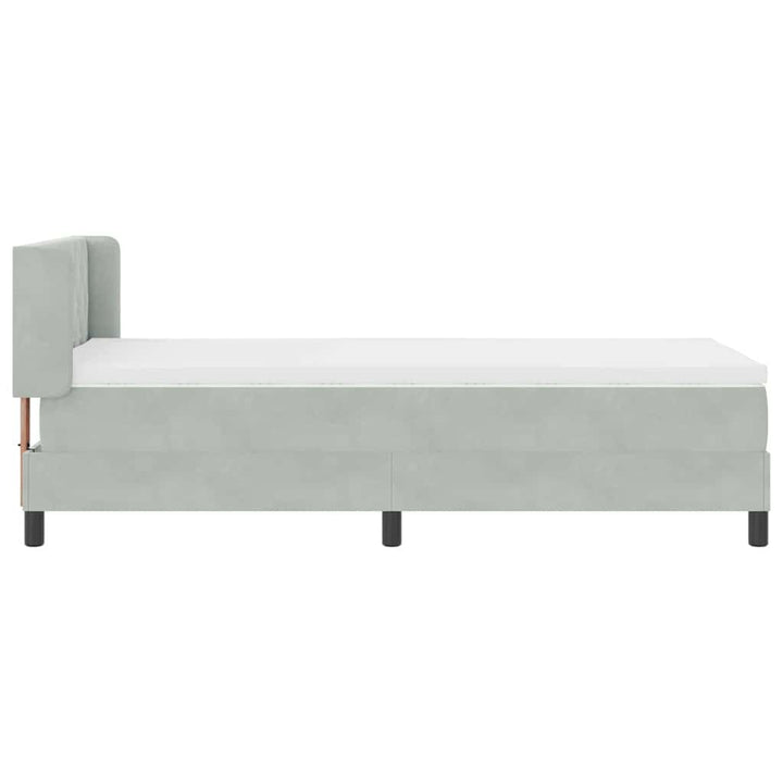 Box spring seng med hovedgærde Lysegrå 200 x 90 cm Fløjl
