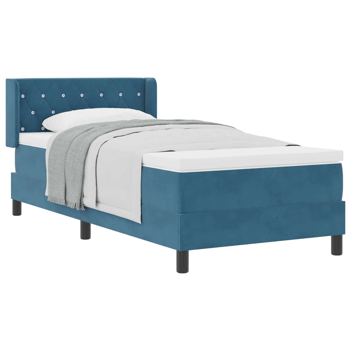 Box spring seng med hovedgærde Mørk blå 200 x 90 cm Fløjl