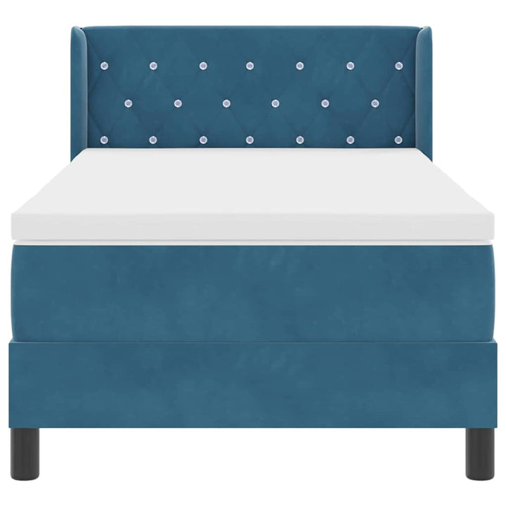 Box spring seng med hovedgærde Mørk blå 200 x 90 cm Fløjl