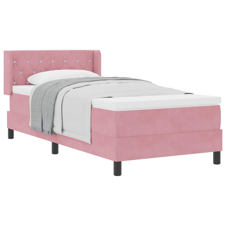 Box spring seng med hovedgærde Lyserød 200 x 90 cm Fløjl