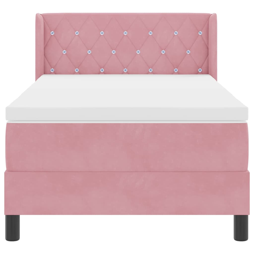 Box spring seng med hovedgærde Lyserød 200 x 90 cm Fløjl