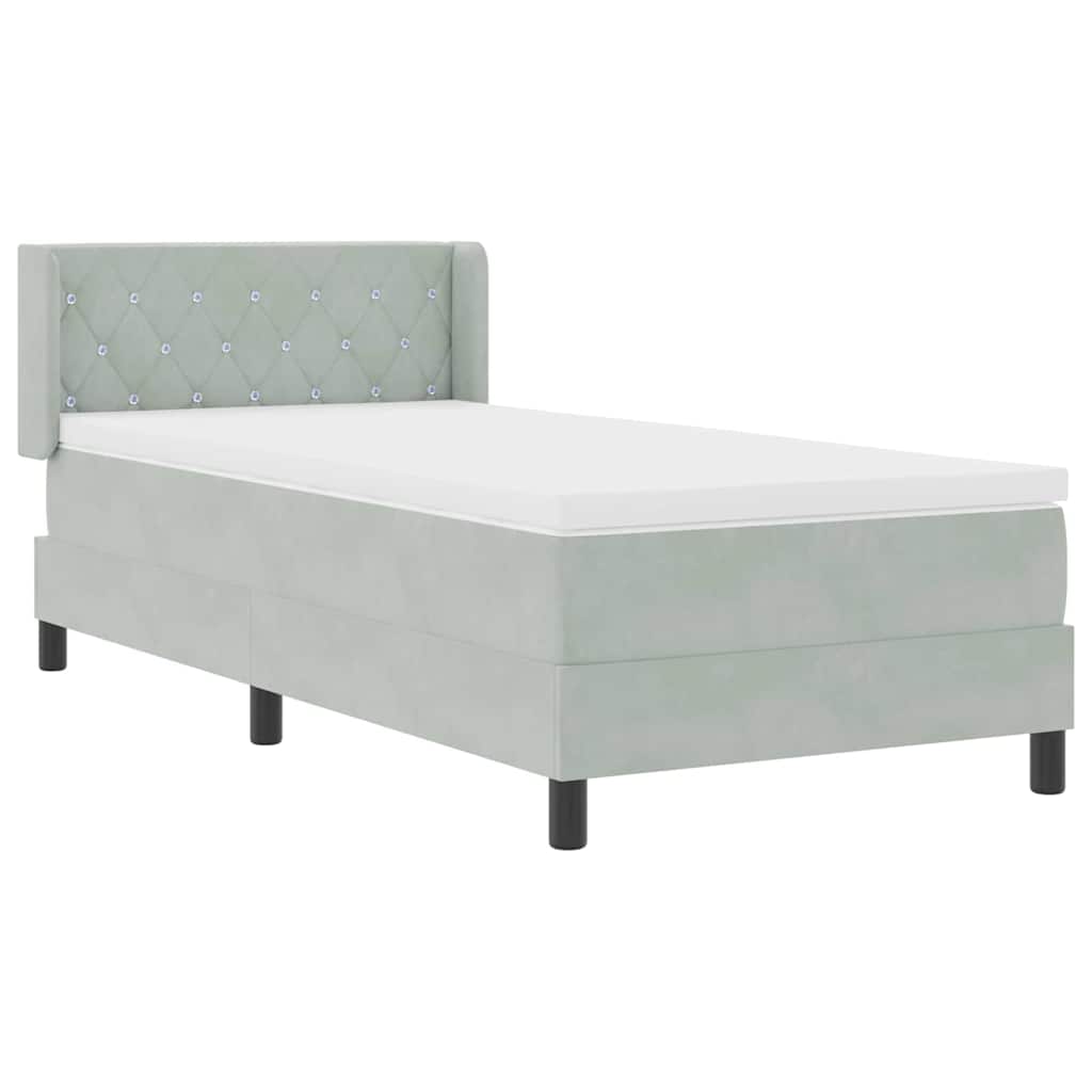 Box spring seng med hovedgærde Lysegrå 200 x 100 cm Fløjl