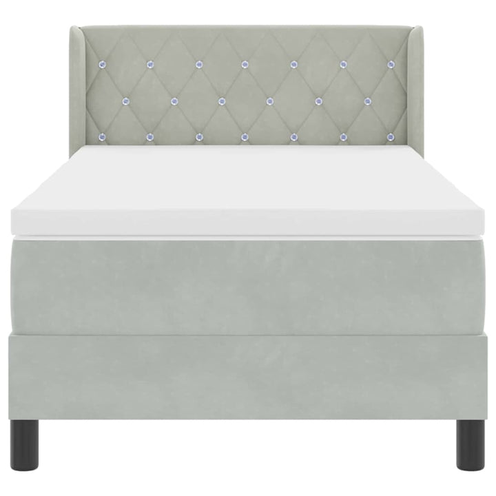 Box spring seng med hovedgærde Lysegrå 200 x 100 cm Fløjl