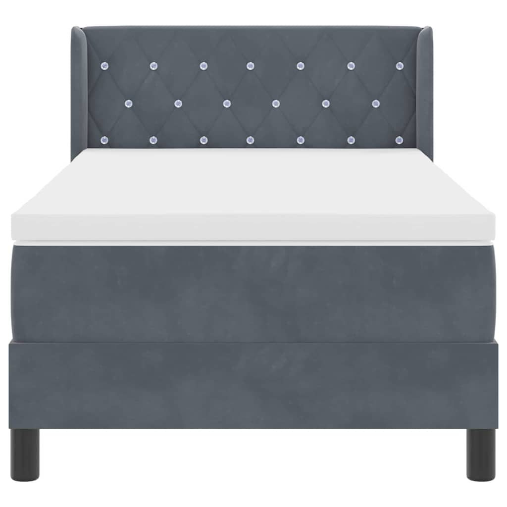 Box spring seng med hovedgærde Mørkegrå 200 x 100 cm Fløjl