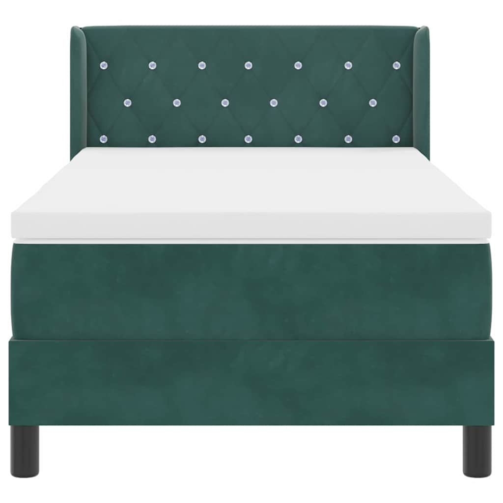 Box spring seng med hovedgærde Mørkegrøn 200 x 100 cm Fløjl
