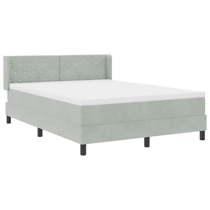 Box spring seng med hovedgærde Lysegrå 190 x 140 cm Fløjl