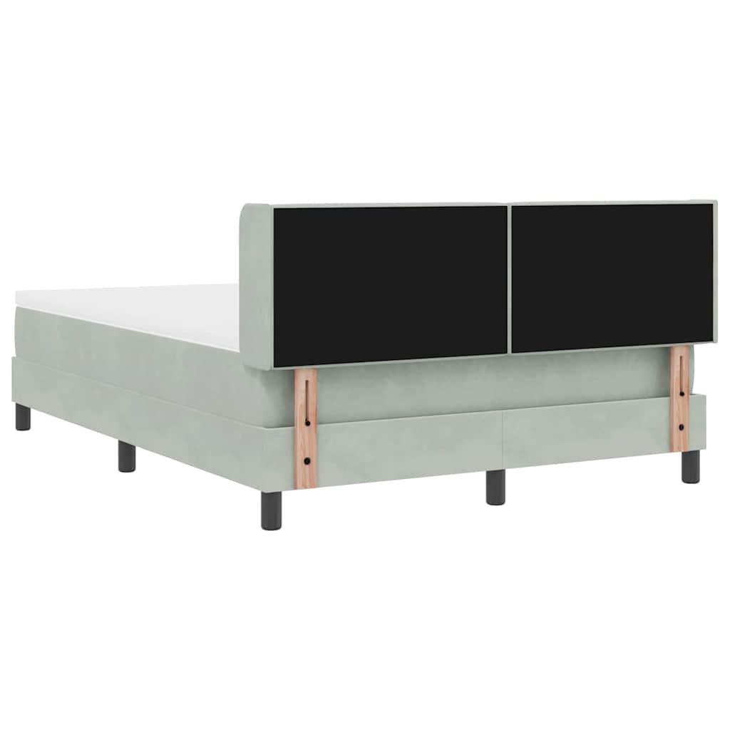 Box spring seng med hovedgærde Lysegrå 190 x 140 cm Fløjl