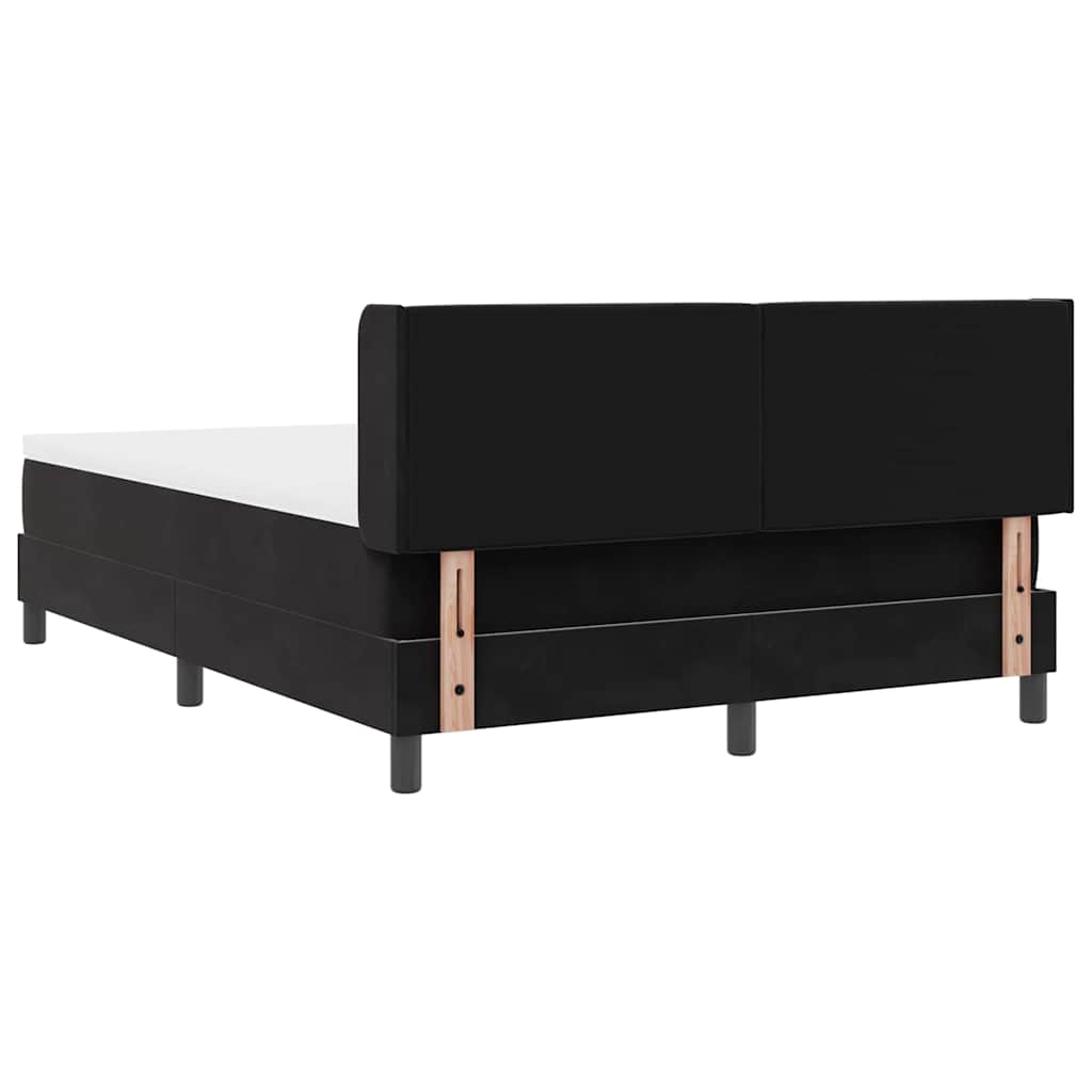 Box spring seng med hovedgærde Sort 190 x 140 cm Fløjl