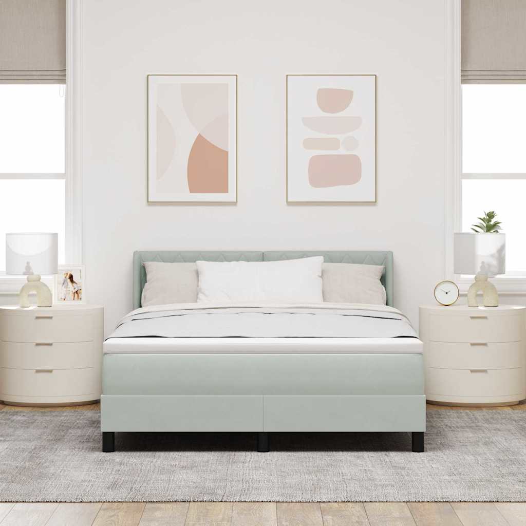 Box spring seng med hovedgærde Lysegrå 200 x 140 cm Fløjl