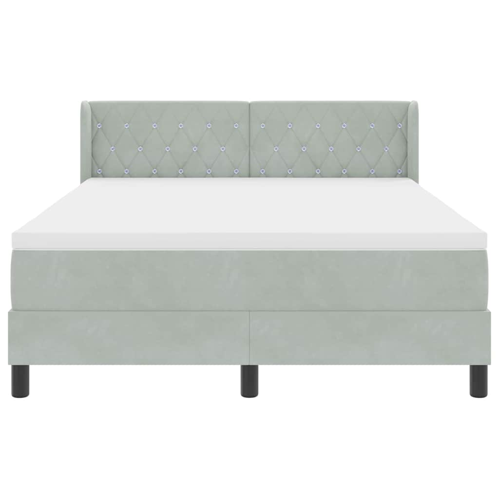Box spring seng med hovedgærde Lysegrå 200 x 140 cm Fløjl