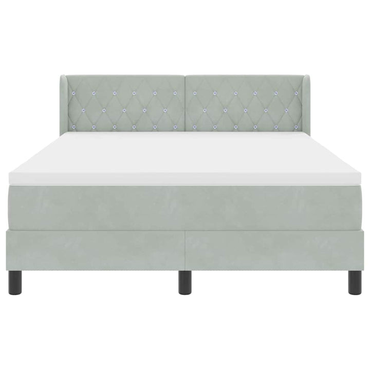 Box spring seng med hovedgærde Lysegrå 200 x 140 cm Fløjl