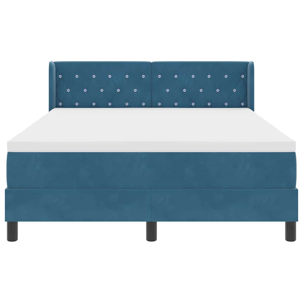 Box spring seng med hovedgærde Mørk blå 200 x 140 cm Fløjl