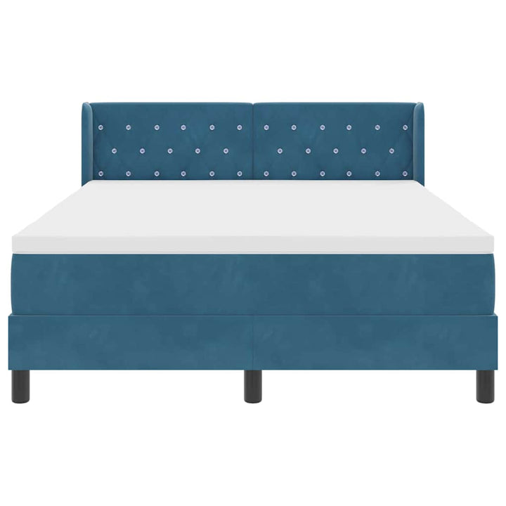 Box spring seng med hovedgærde Mørk blå 200 x 140 cm Fløjl