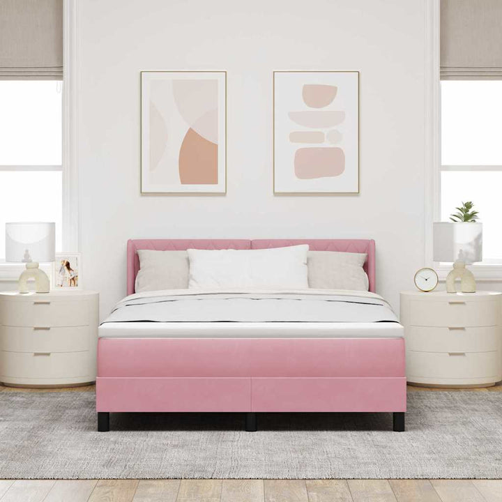 Box spring seng med hovedgærde Lyserød 200 x 140 cm Fløjl