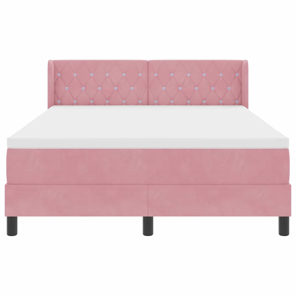 Box spring seng med hovedgærde Lyserød 200 x 140 cm Fløjl