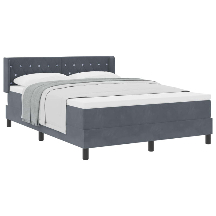 Box spring seng med hovedgærde Mørkegrå 200 x 160 cm Fløjl