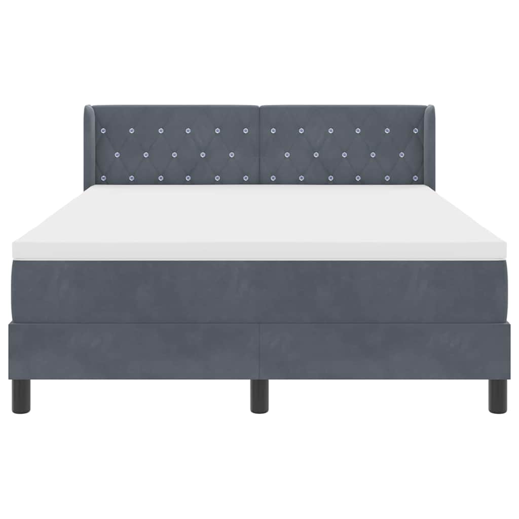 Box spring seng med hovedgærde Mørkegrå 200 x 160 cm Fløjl