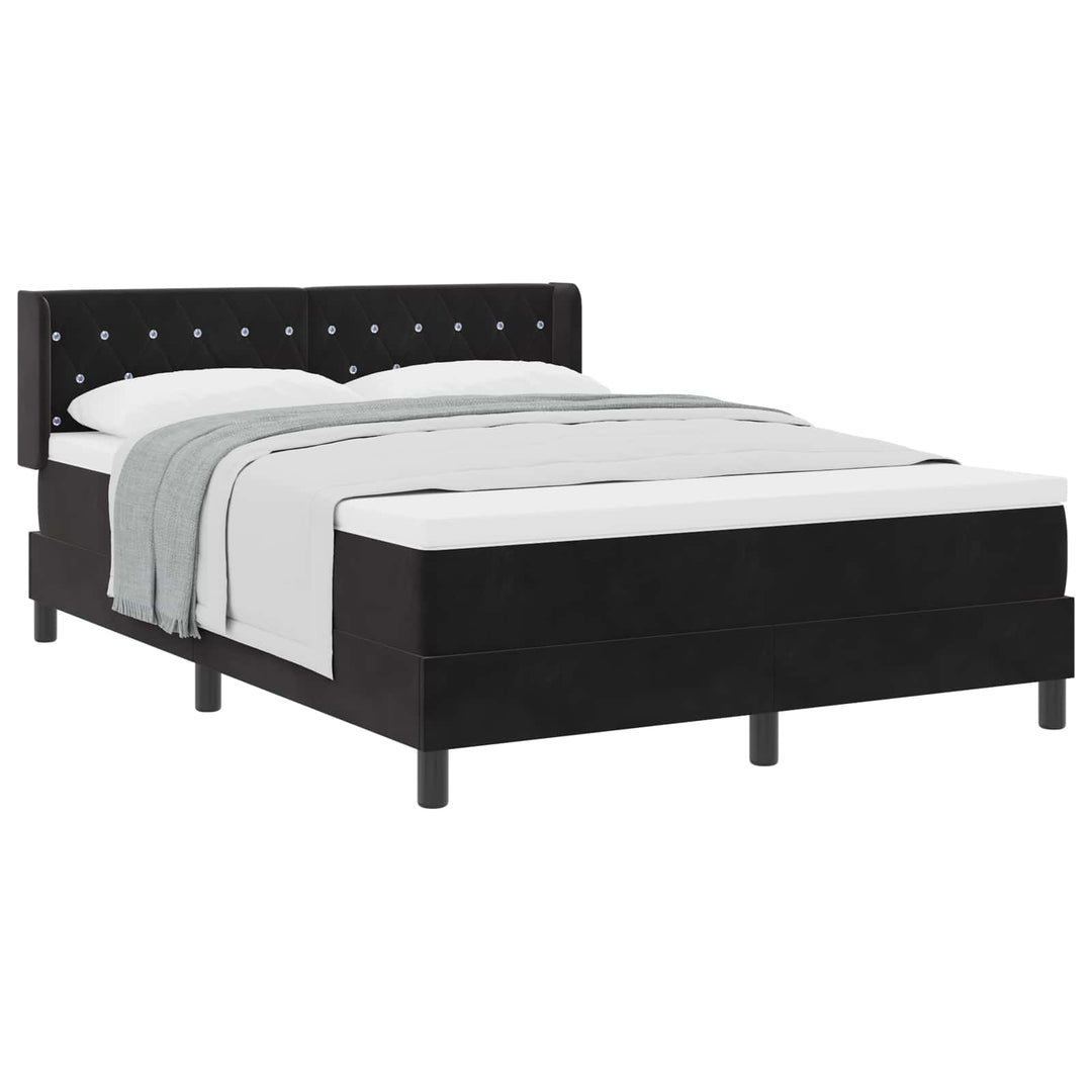 Box spring seng med hovedgærde Sort 200 x 160 cm Fløjl