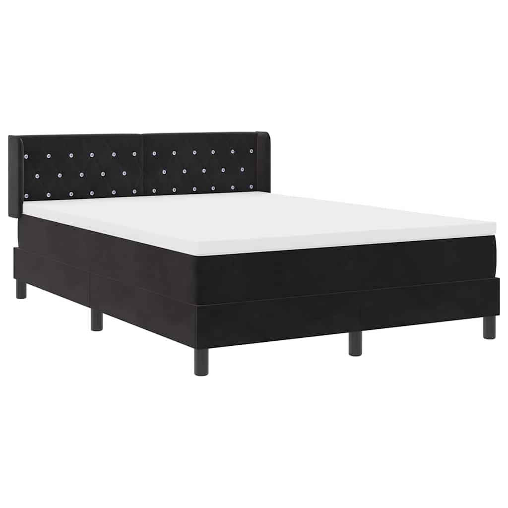 Box spring seng med hovedgærde Sort 200 x 160 cm Fløjl
