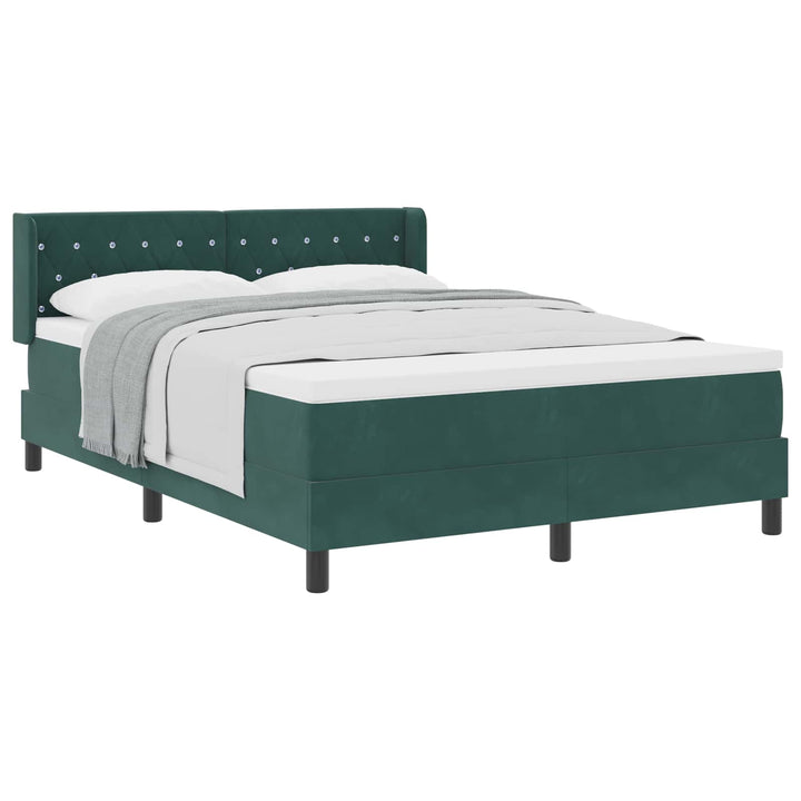 Box spring seng med hovedgærde Mørkegrøn 200 x 160 cm Fløjl