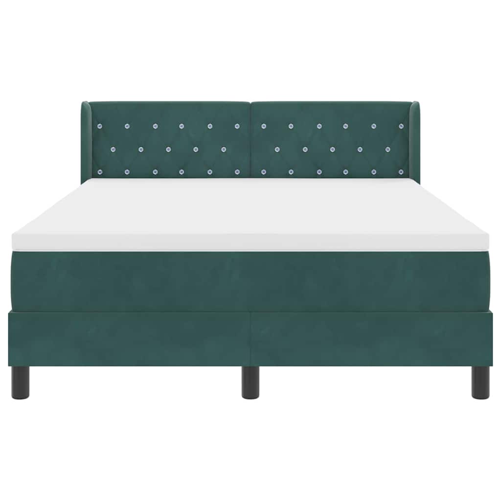Box spring seng med hovedgærde Mørkegrøn 200 x 160 cm Fløjl