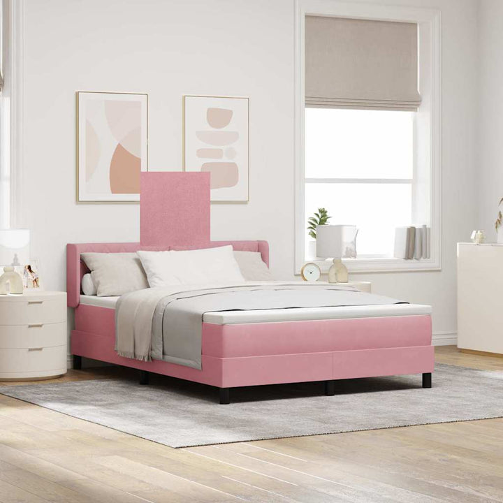 Box spring seng med hovedgærde Lyserød 200 x 160 cm Fløjl