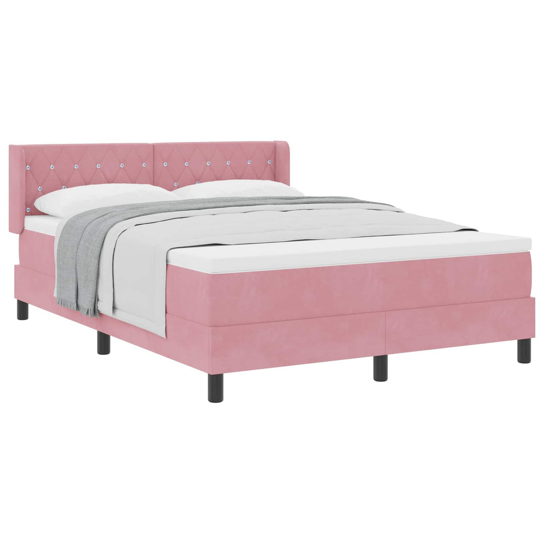 Box spring seng med hovedgærde Lyserød 200 x 160 cm Fløjl