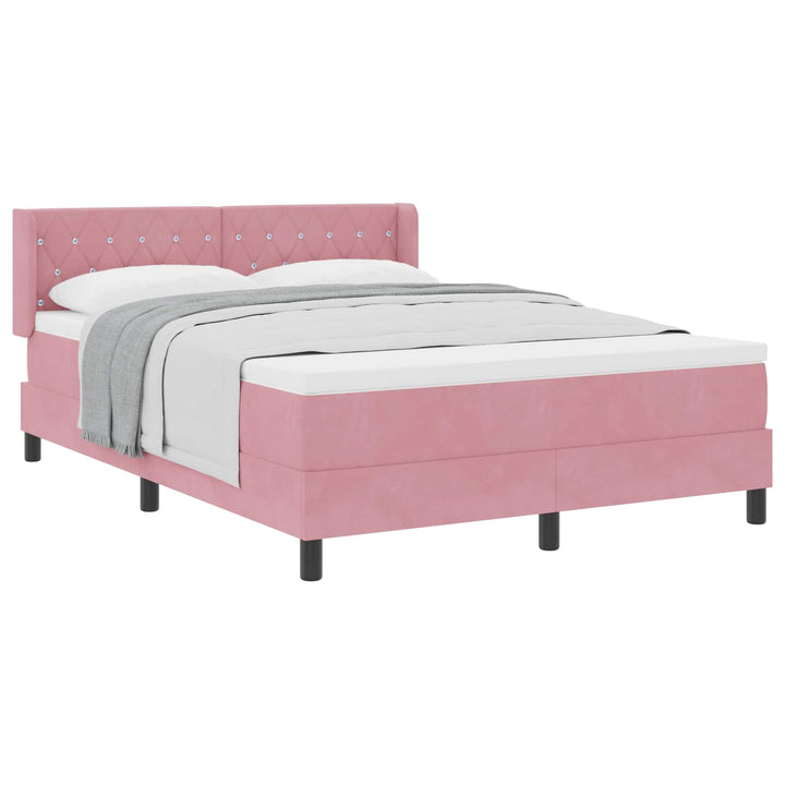 Box spring seng med hovedgærde Lyserød 200 x 160 cm Fløjl