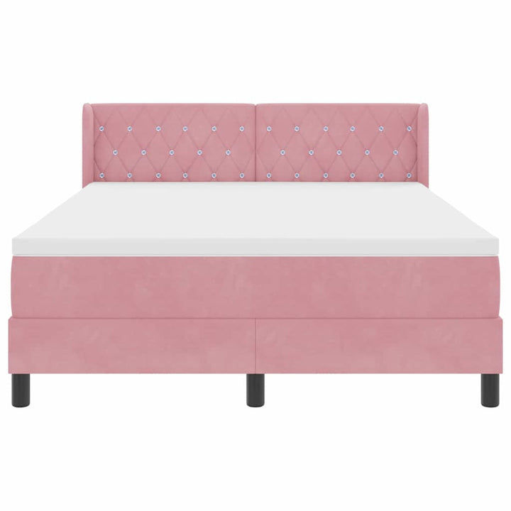 Box spring seng med hovedgærde Lyserød 200 x 160 cm Fløjl