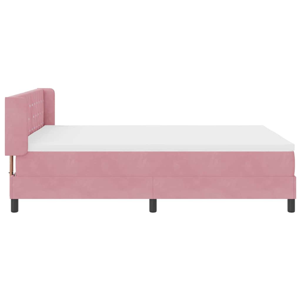 Box spring seng med hovedgærde Lyserød 200 x 160 cm Fløjl