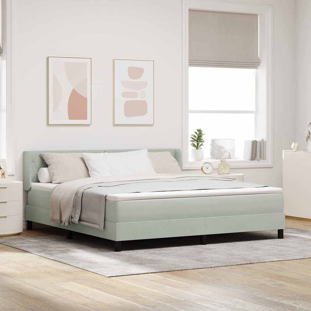 Box spring seng med hovedgærde Lysegrå 200 x 180 cm Fløjl