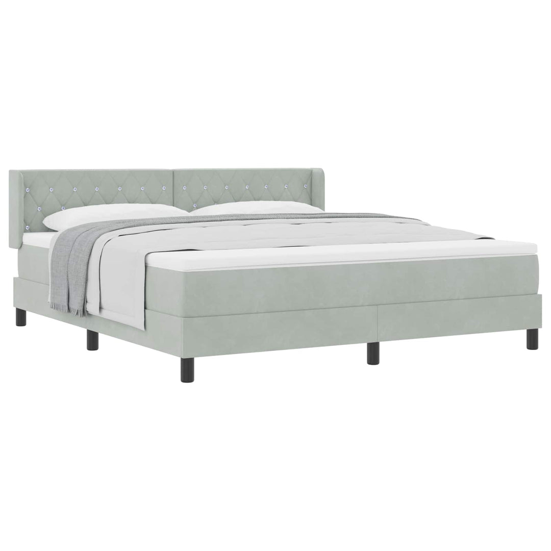 Box spring seng med hovedgærde Lysegrå 200 x 180 cm Fløjl