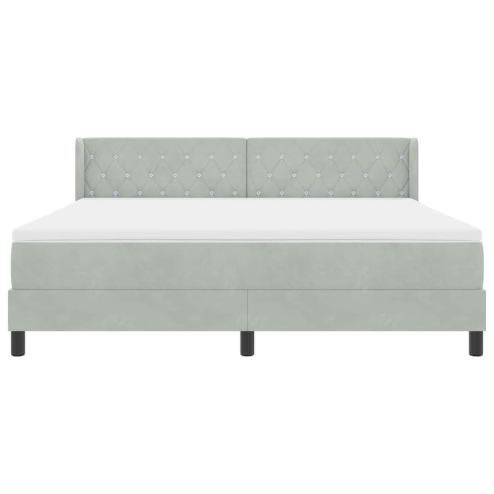 Box spring seng med hovedgærde Lysegrå 200 x 180 cm Fløjl