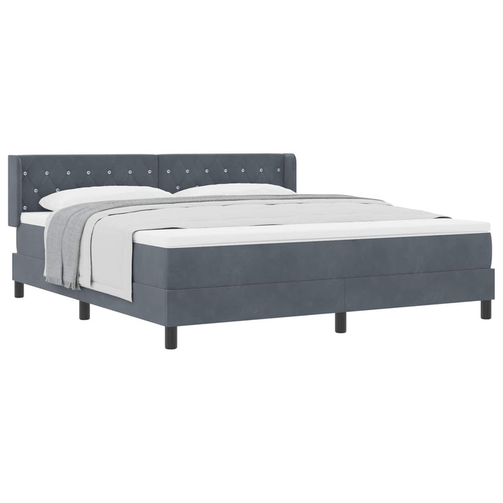 Box spring seng med hovedgærde Mørkegrå 200 x 180 cm Fløjl