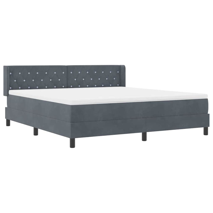 Box spring seng med hovedgærde Mørkegrå 200 x 180 cm Fløjl