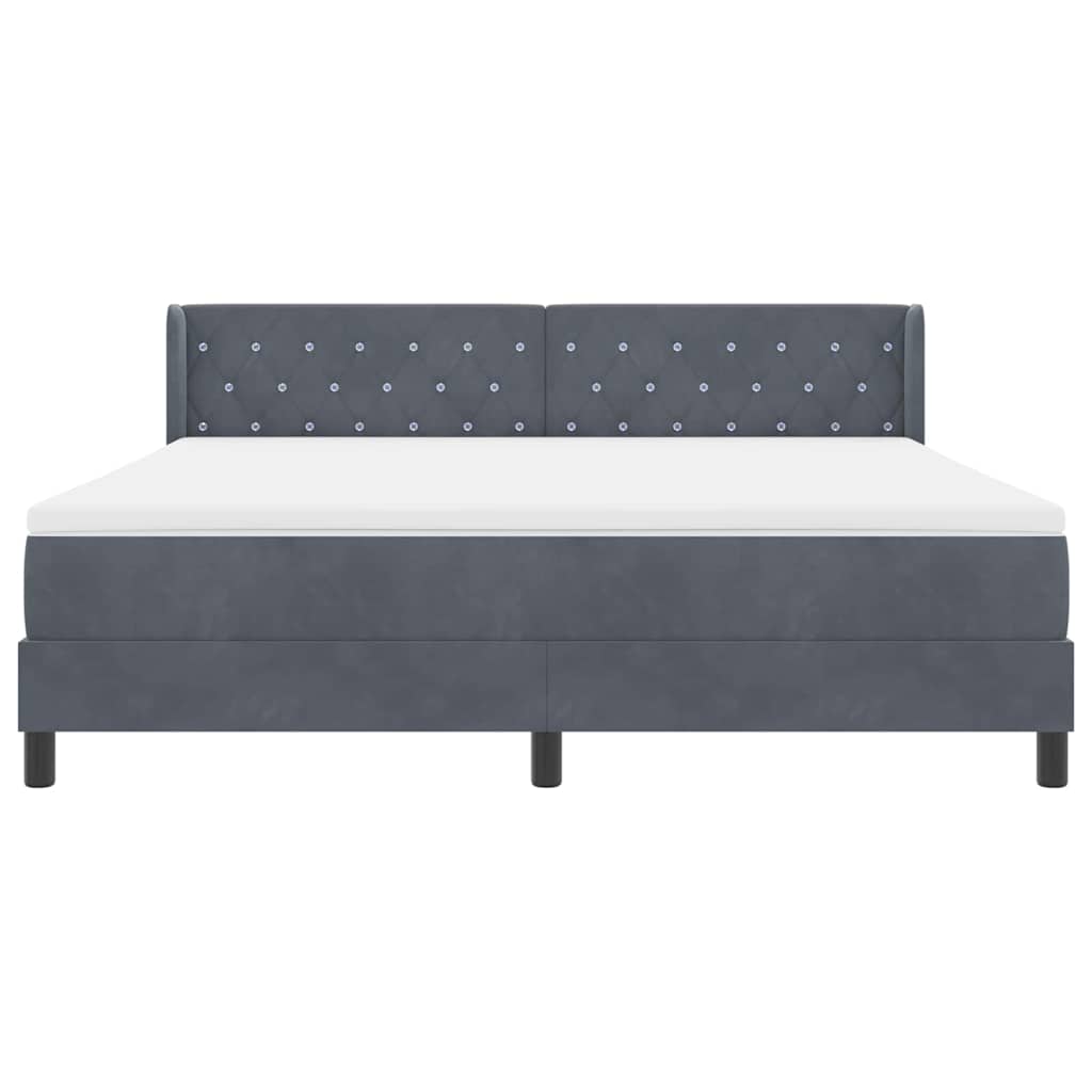Box spring seng med hovedgærde Mørkegrå 200 x 180 cm Fløjl