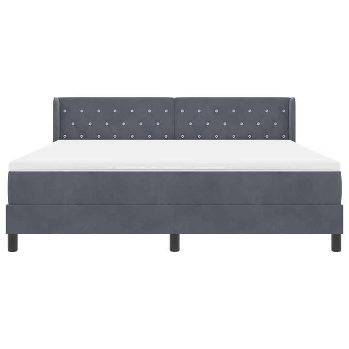 Box spring seng med hovedgærde Mørkegrå 200 x 180 cm Fløjl
