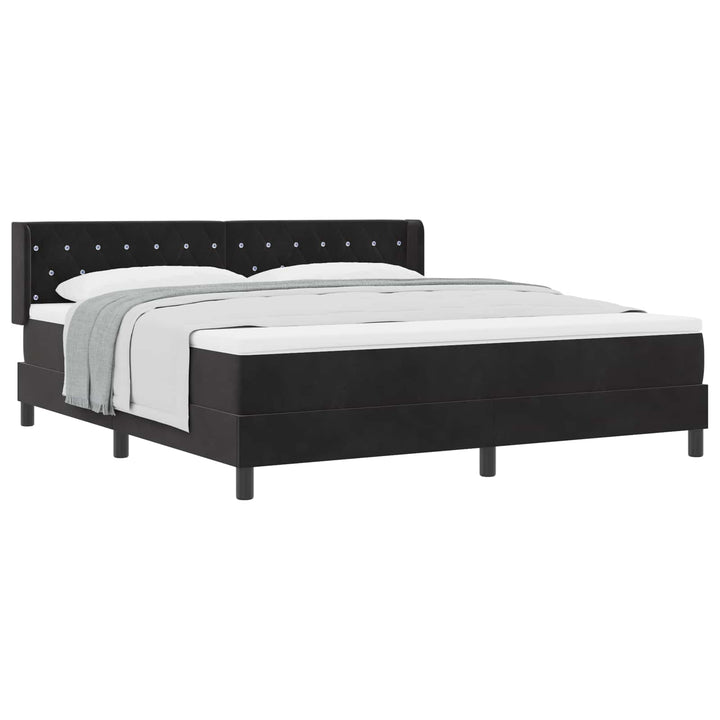 Box spring seng med hovedgærde Sort 200 x 180 cm Fløjl