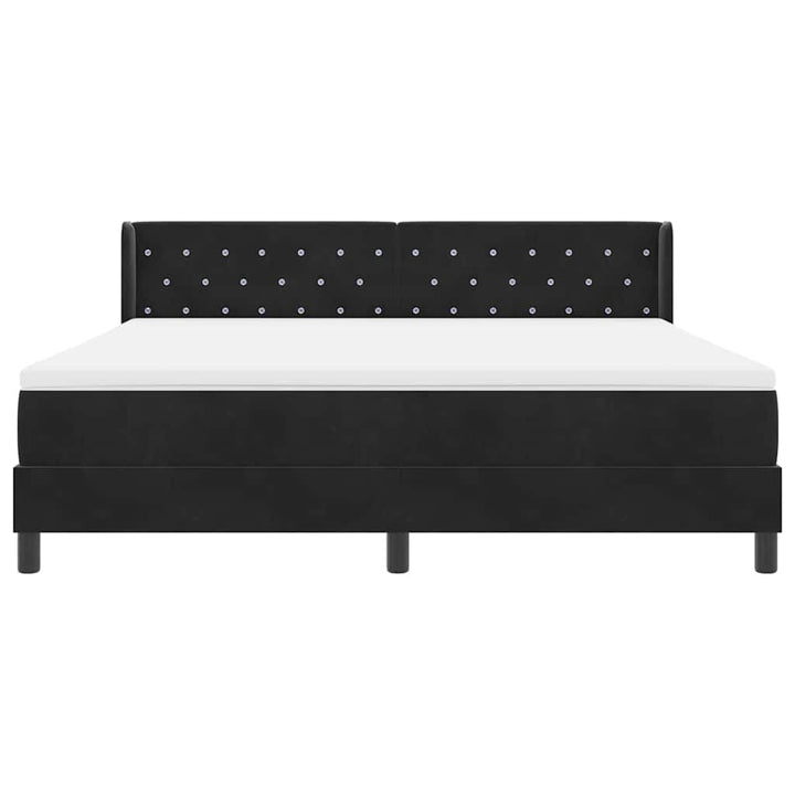 Box spring seng med hovedgærde Sort 200 x 180 cm Fløjl
