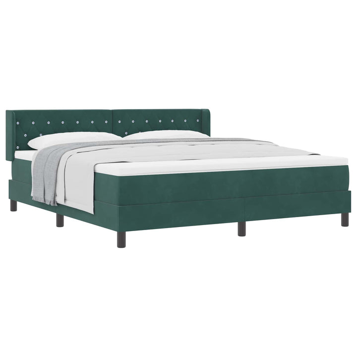 Box spring seng med hovedgærde Mørkegrøn 200 x 180 cm Fløjl