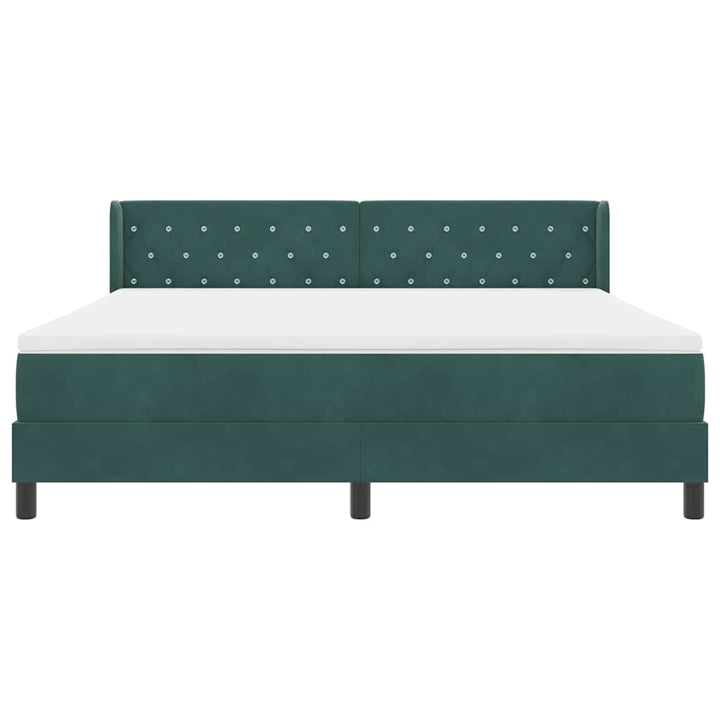 Box spring seng med hovedgærde Mørkegrøn 200 x 180 cm Fløjl