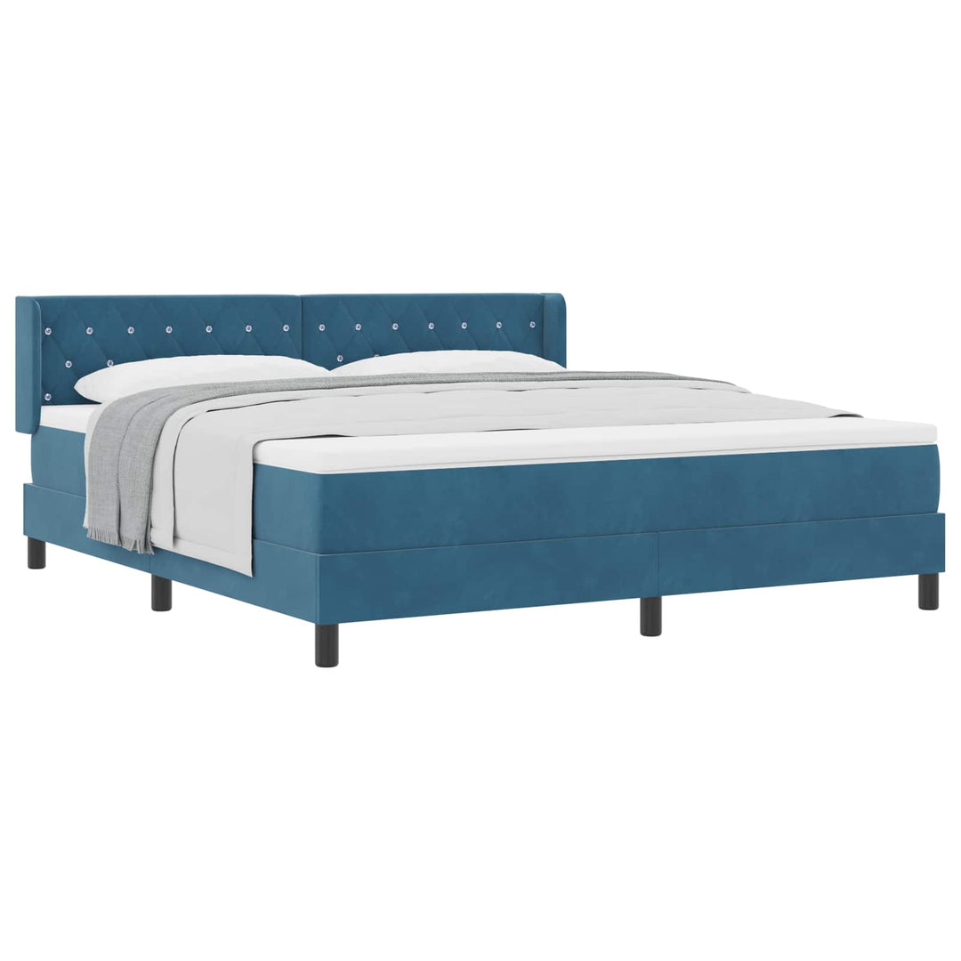 Box spring seng med hovedgærde Mørk blå 200 x 180 cm Fløjl