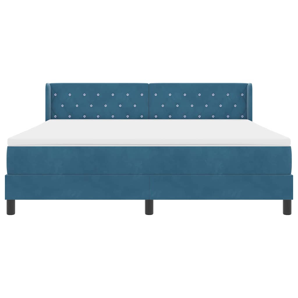Box spring seng med hovedgærde Mørk blå 200 x 180 cm Fløjl