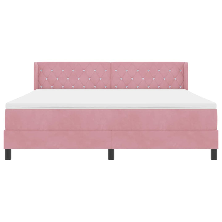 Box spring seng med hovedgærde Lyserød 200 x 180 cm Fløjl