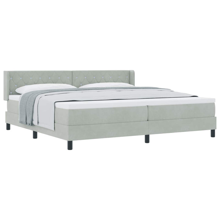 Box spring seng med hovedgærde Lysegrå 200 x 200 cm Fløjl