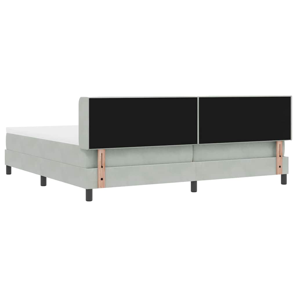 Box spring seng med hovedgærde Lysegrå 200 x 200 cm Fløjl