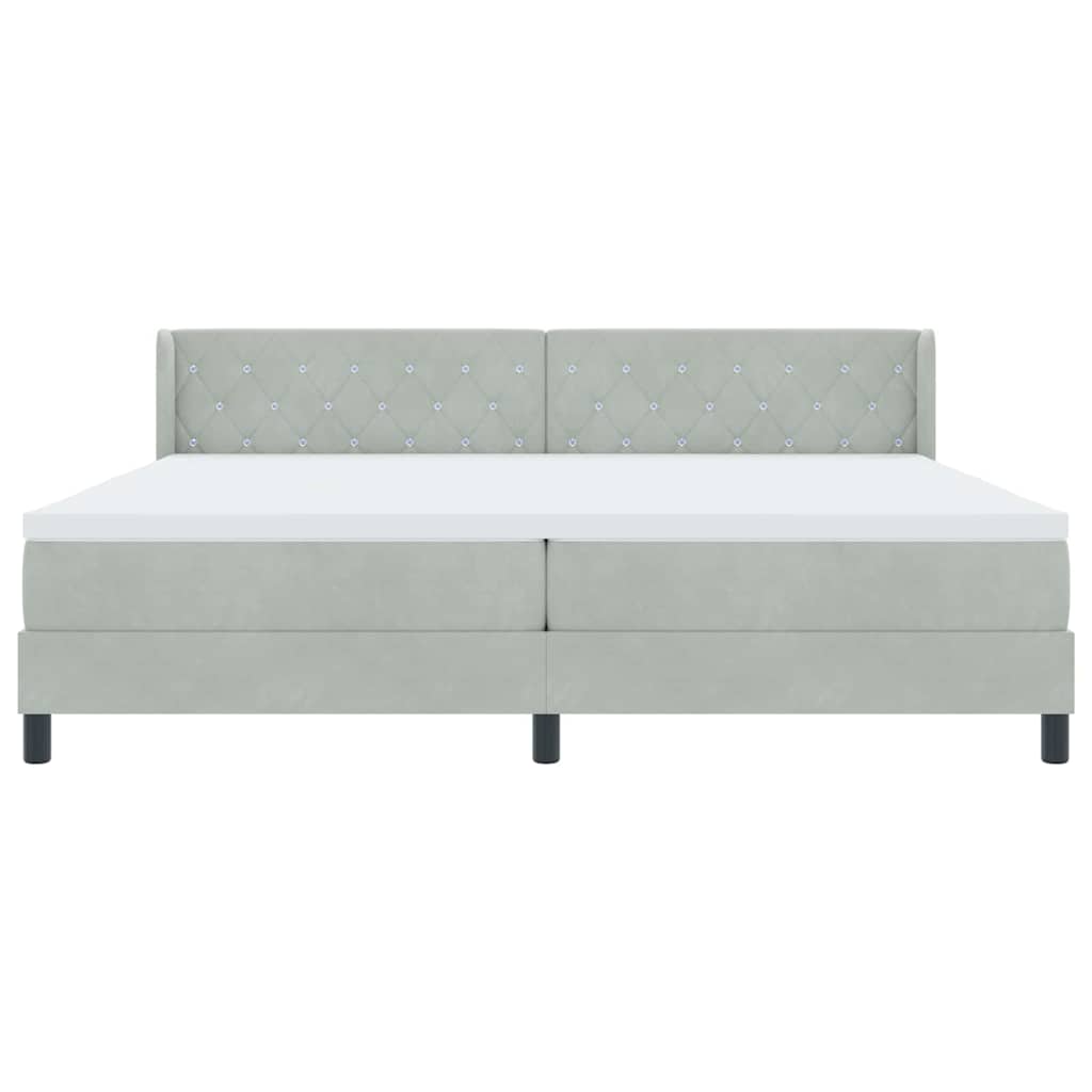 Box spring seng med hovedgærde Lysegrå 200 x 200 cm Fløjl
