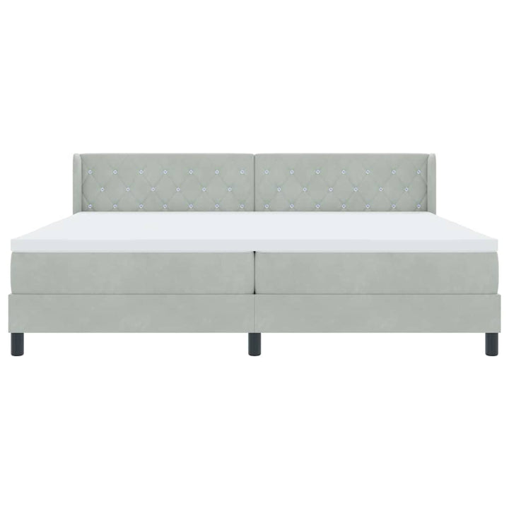 Box spring seng med hovedgærde Lysegrå 200 x 200 cm Fløjl